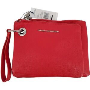 French Connection Lara Pebble Double Slim Pouches Wristlet Red Travel